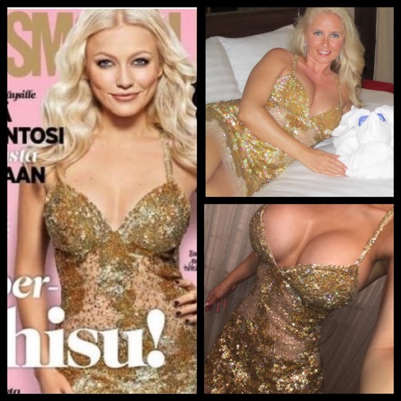 Jovani Gold Sequin Diamond Cocktail Party Dress - Picture 3 of 14